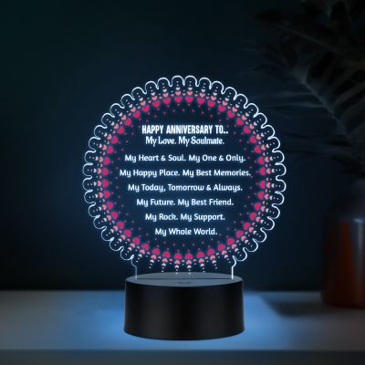 Couples Led Night Lamp Gift Item for Wedding, Anniversary, Birthday & Valentine's Day Romantic Gift for Couples Multicolored Light (My Soulmate)